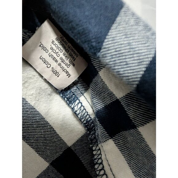 J. Crew Boy Fit Plaid Button-Up Shirt XS Navy & Cream Cotton Womens Casual Long - Picture 7 of 7